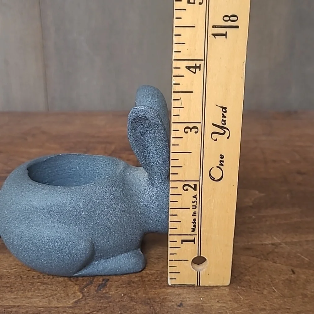 EUC Crate&Barrel Stone Bunny Tea Light Candle Holder Grey Rabbit Candle Holder